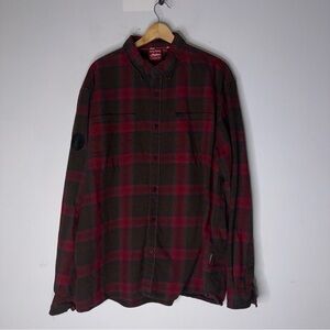 indian motorcycle Men’s Nashville Plaid Cotton Collar Button Down Red XL